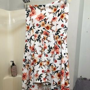 Strapless romper flower white